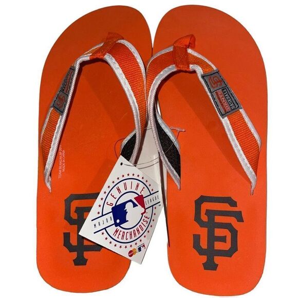 San Francisco‎ Giants Orange & Blue Flip Flops NWT - Men’s Size 10 - Picture 1 of 4